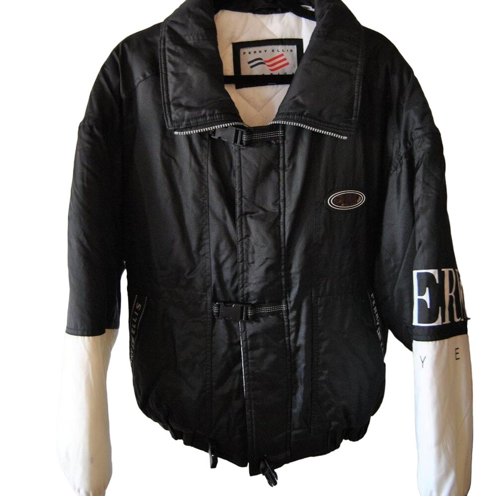 Perry Ellis America Vintage Winter Coat Black & White Medium